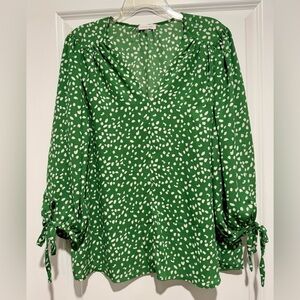 Olivia Grey‎ Green and White Polka Dot Blouse